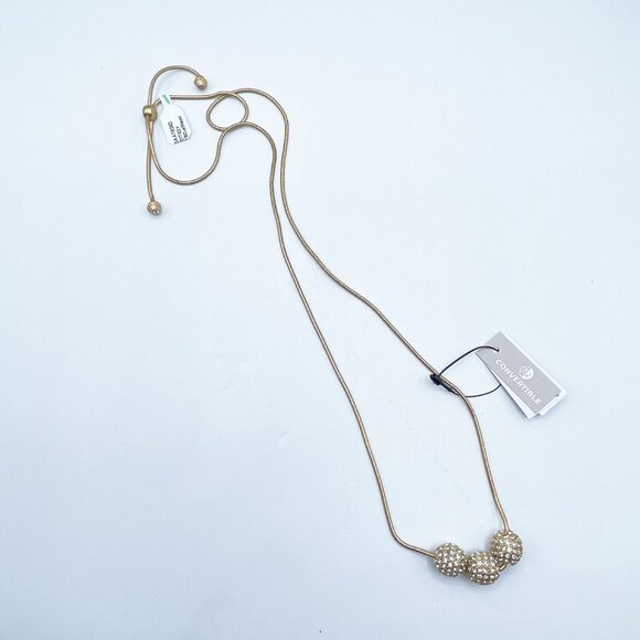 NWT Chicos Gold-Tone Convertible Necklace With Crystal Beaded Accents Adjustable - Picture 1 of 8